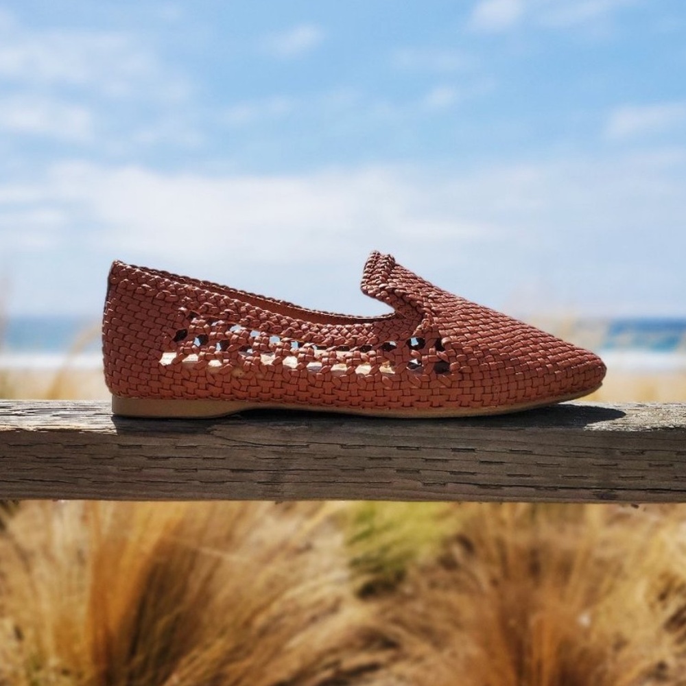 New Birdies The Starling Woven Cognac Loafers
